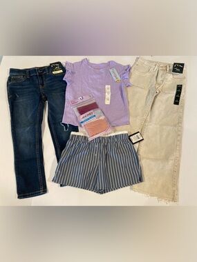 NWT Girls’ Clothes Bundle ~ Jeans, Shorts, Tops, Underwear ~ S 6/7 ~ 5 Pcs